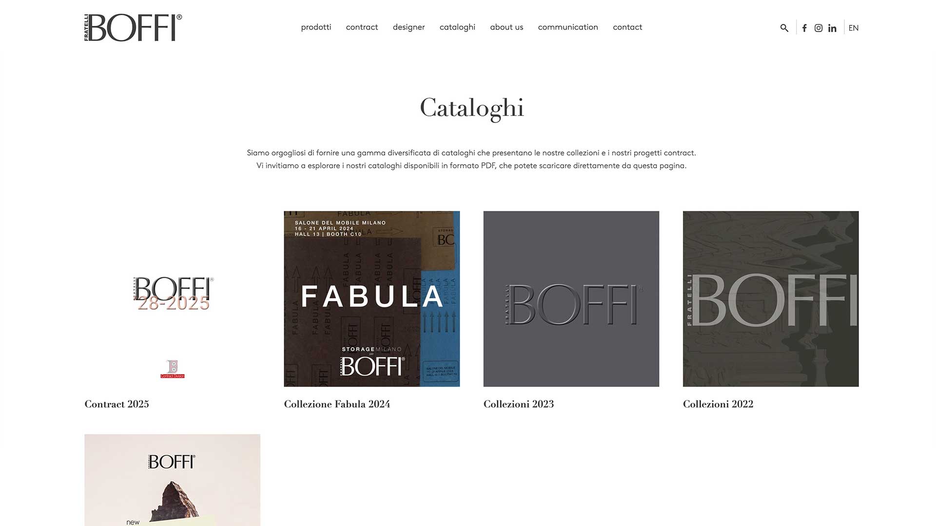 Cataloghi del sito web Fratelli Boffi