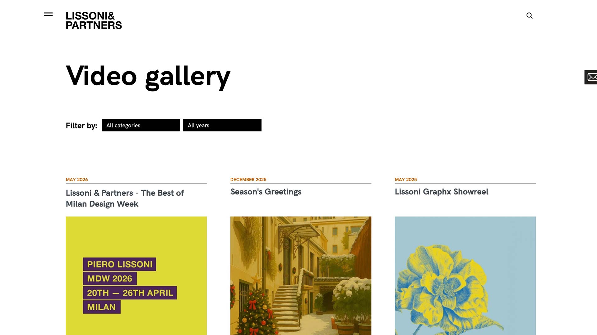 Video gallery del sito web Lissoni & Partners